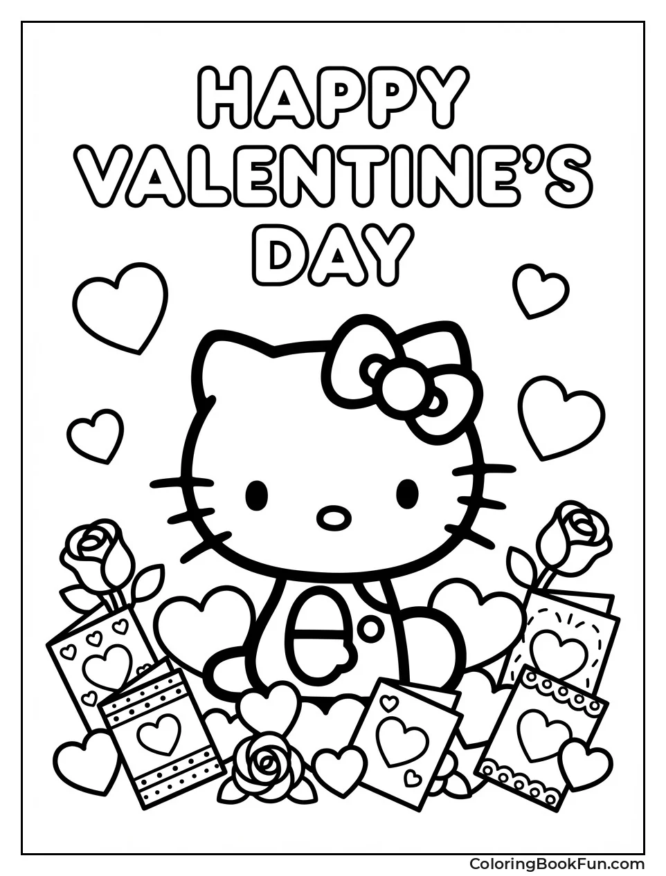 Kitty Surrounded by Hearts