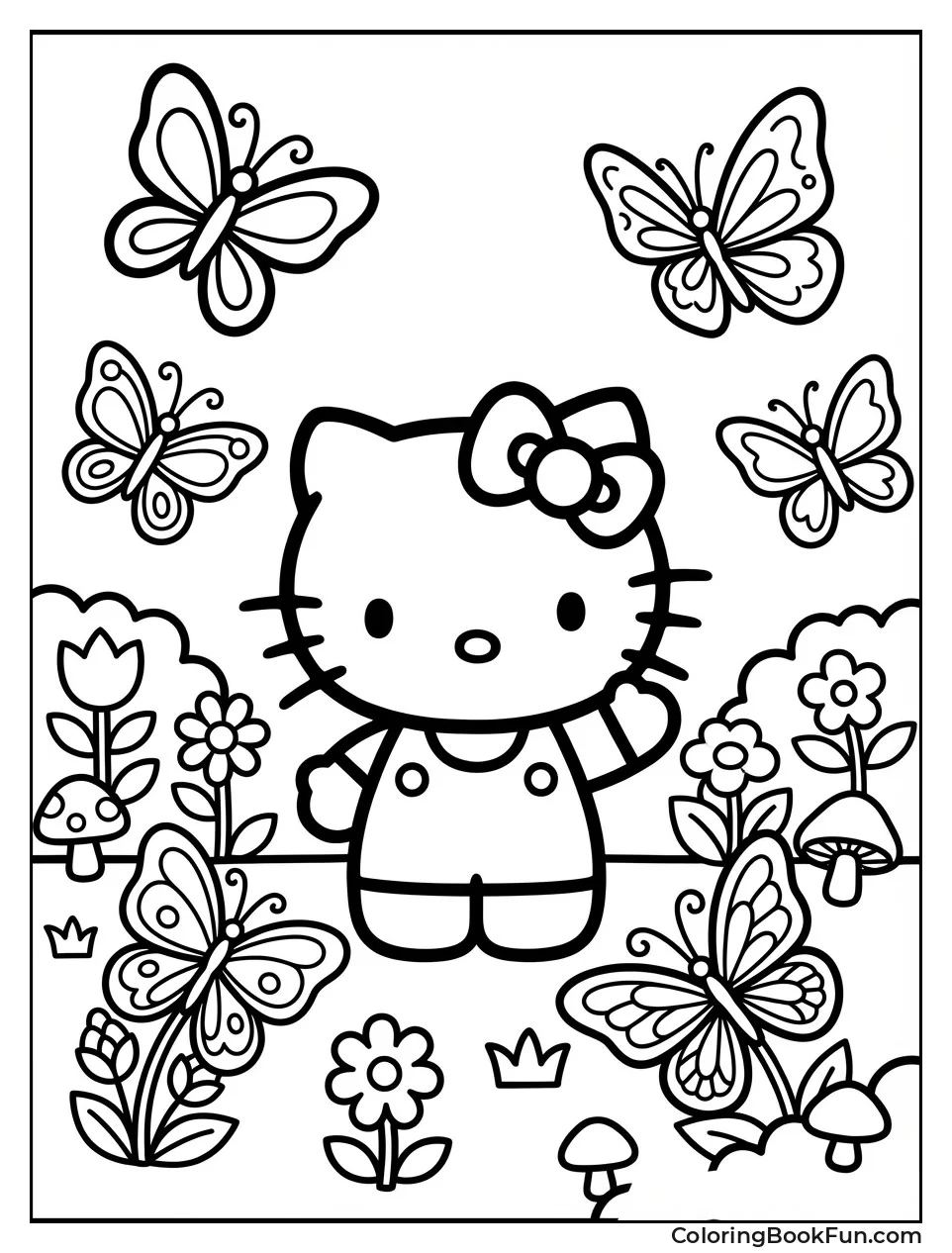 Kitty with Fluttering Butterflies