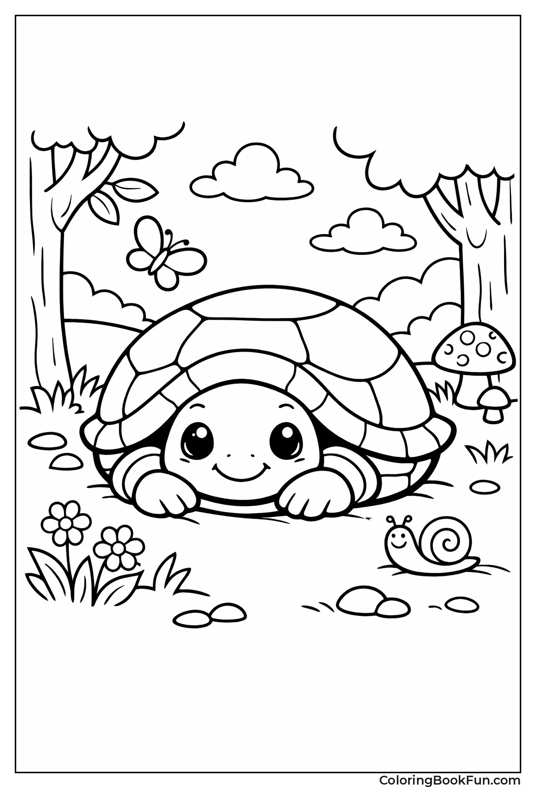 Turtle Peeking from Shell