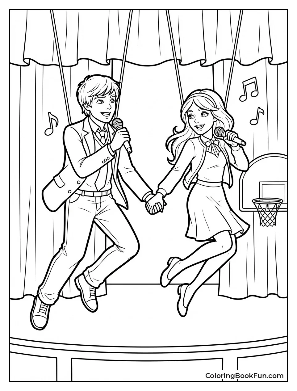 Troy and Gabriella Fly on Stage