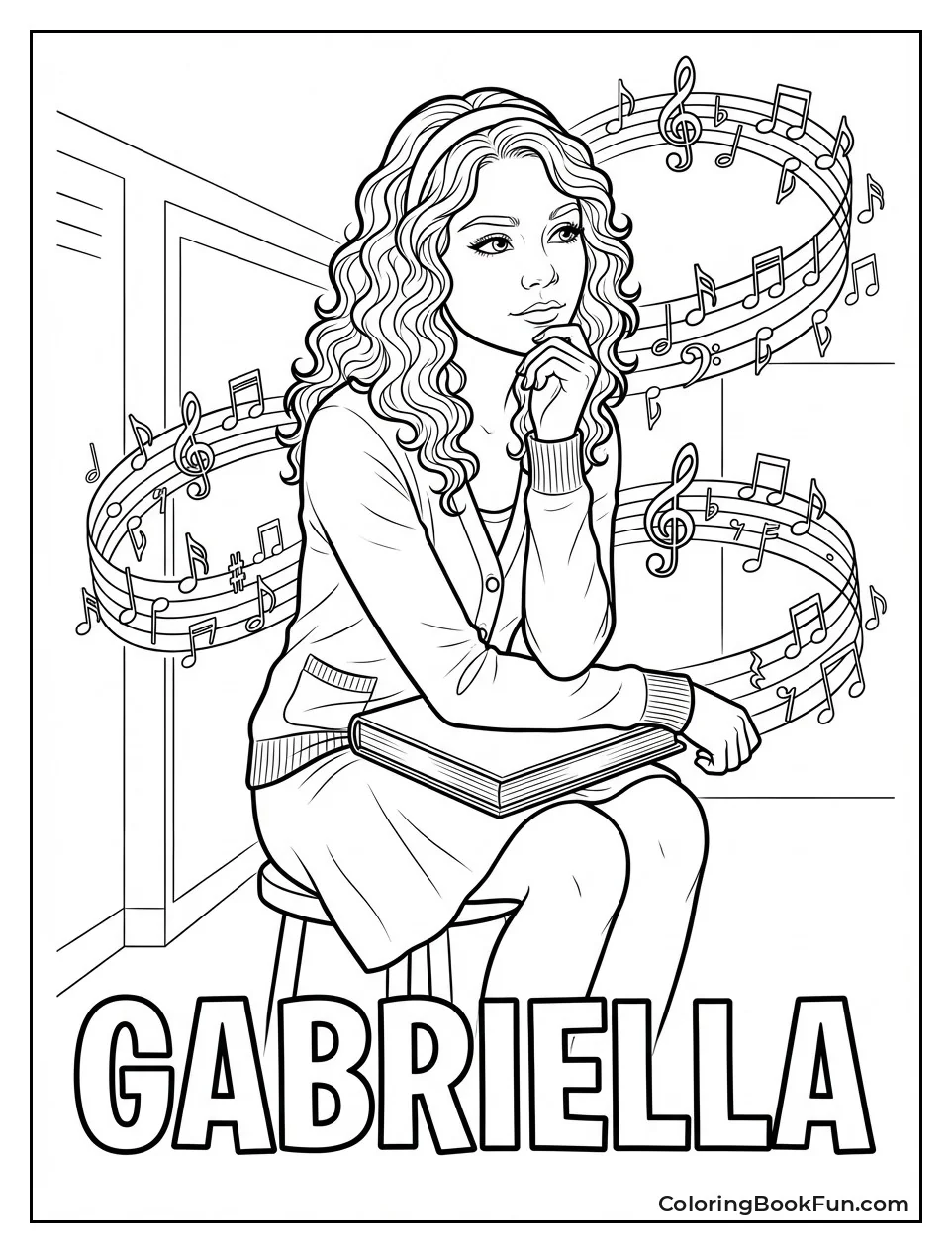 Gabriella Holds Book with Notes