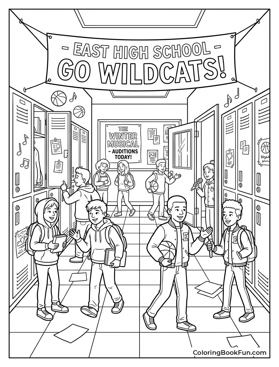 Busy Hallway with Lockers