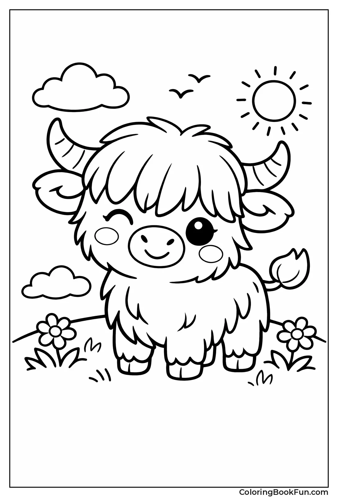 Winking Cartoon Highland Cow