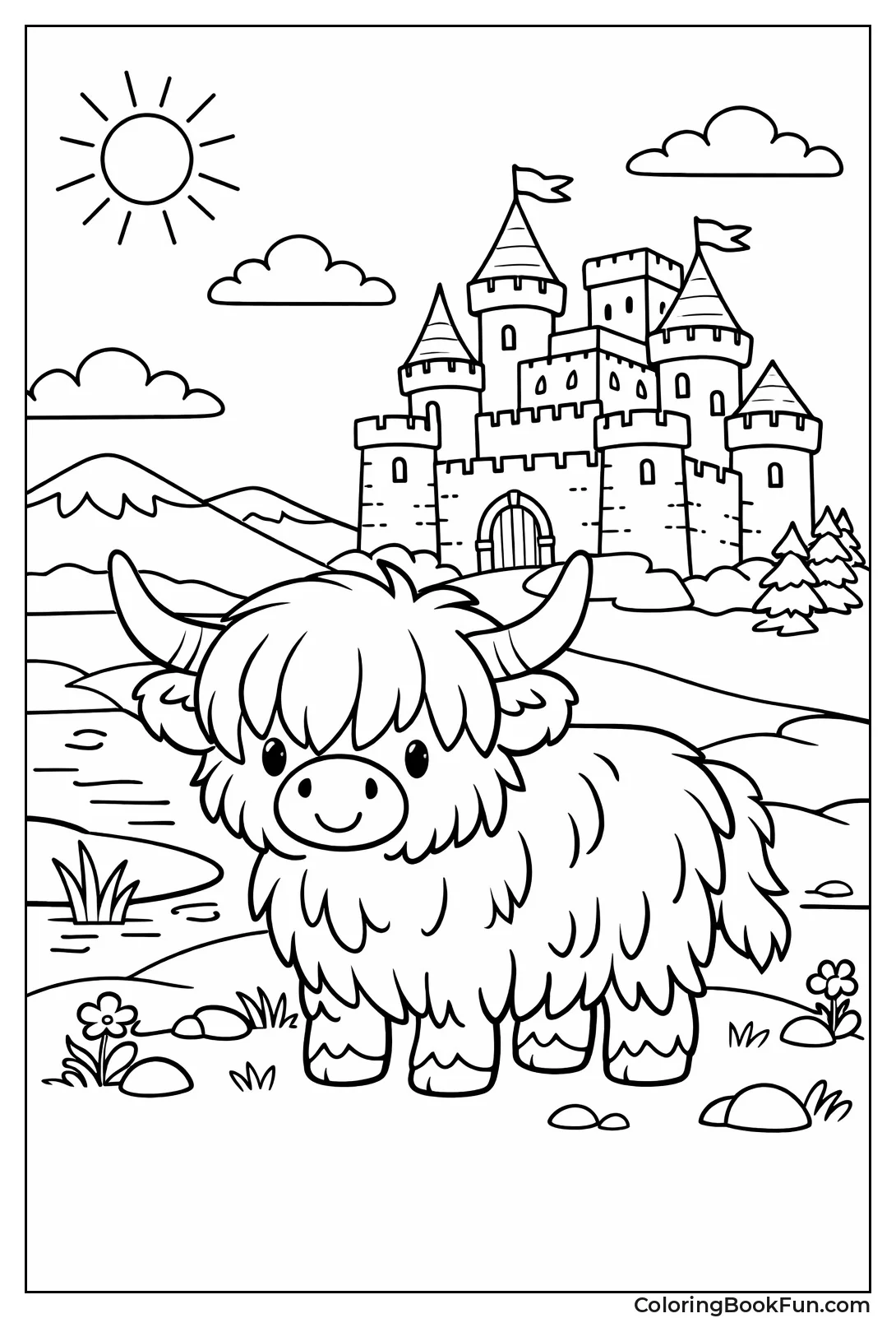 Cow Guarding Scottish Castle