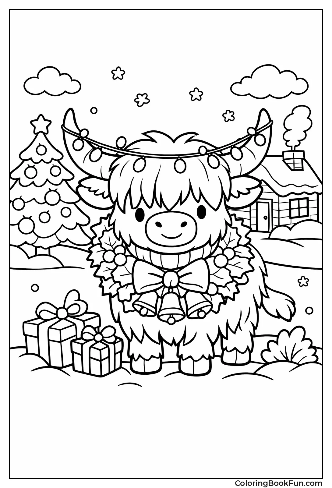 Festive Holiday Highland Cow