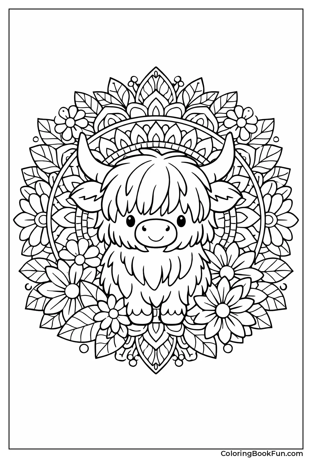 Floral Mandala around Cow