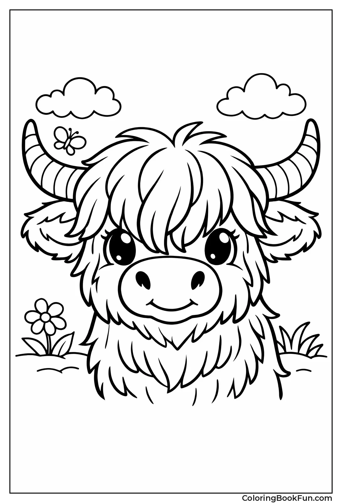 Fluffy Highland Cow Portrait