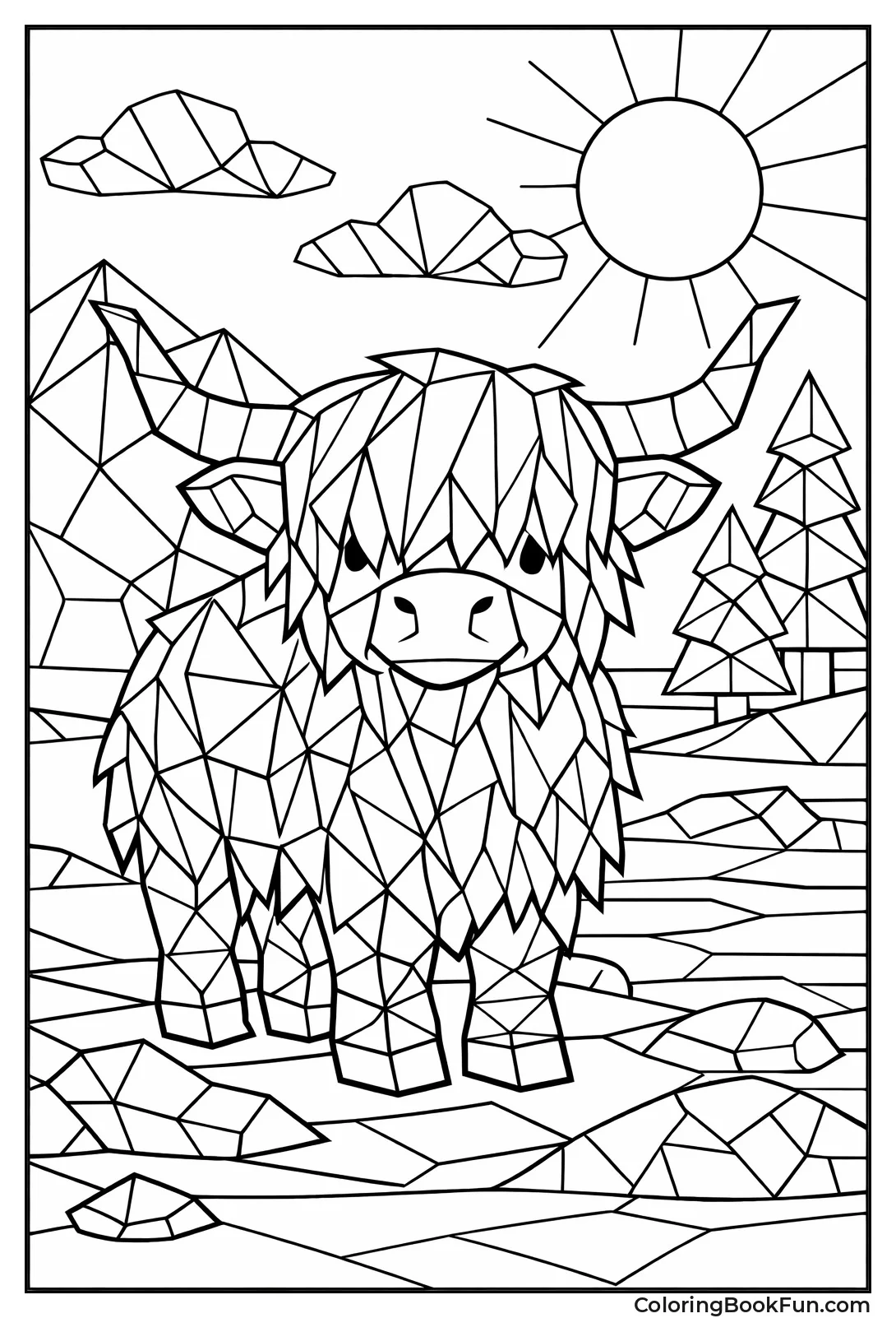 Geometric Fur Highland Cow