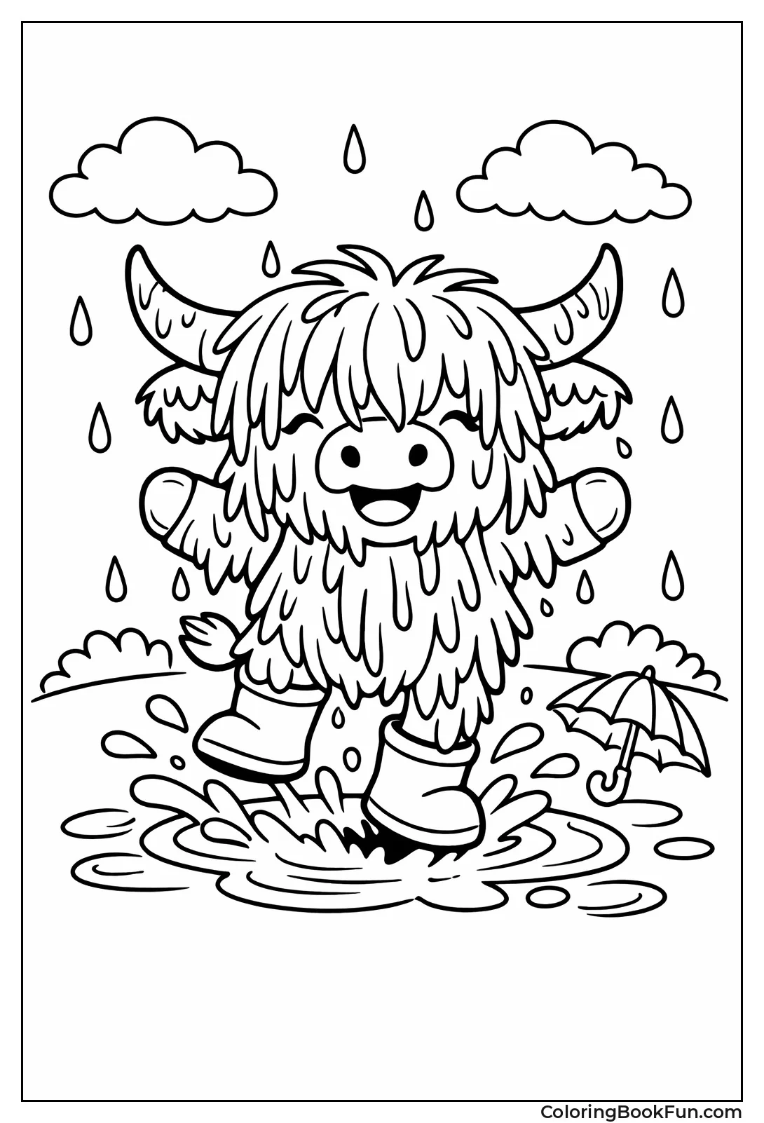 Cow Splashing Rain Puddles