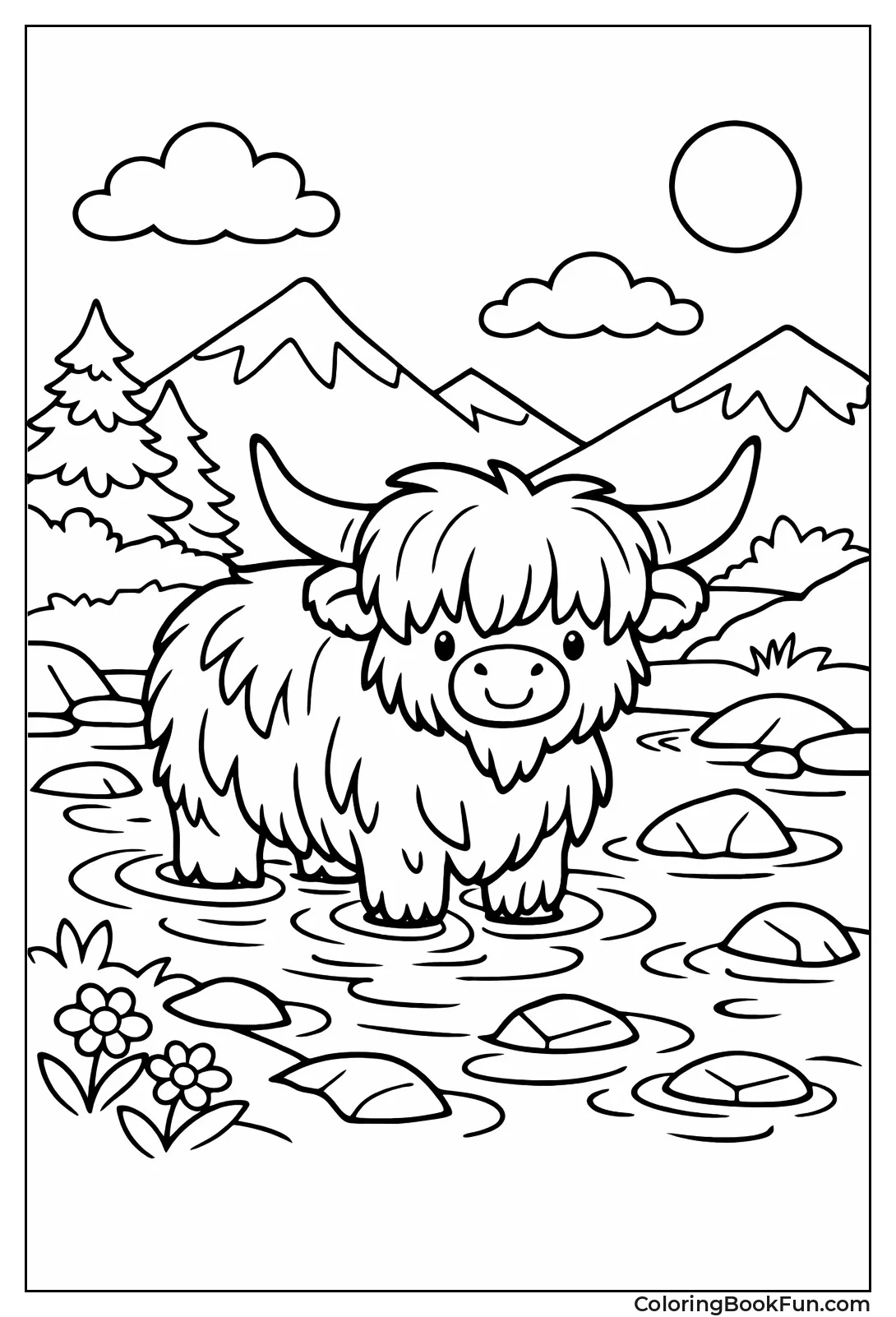 Cow Splashing in Stream