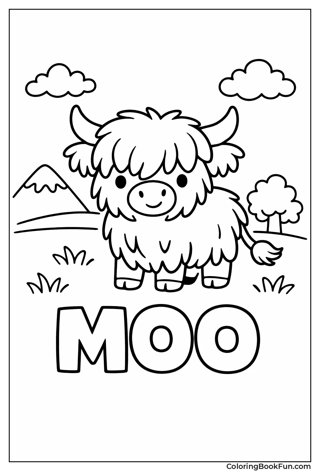 Simple Outlined Highland Cow