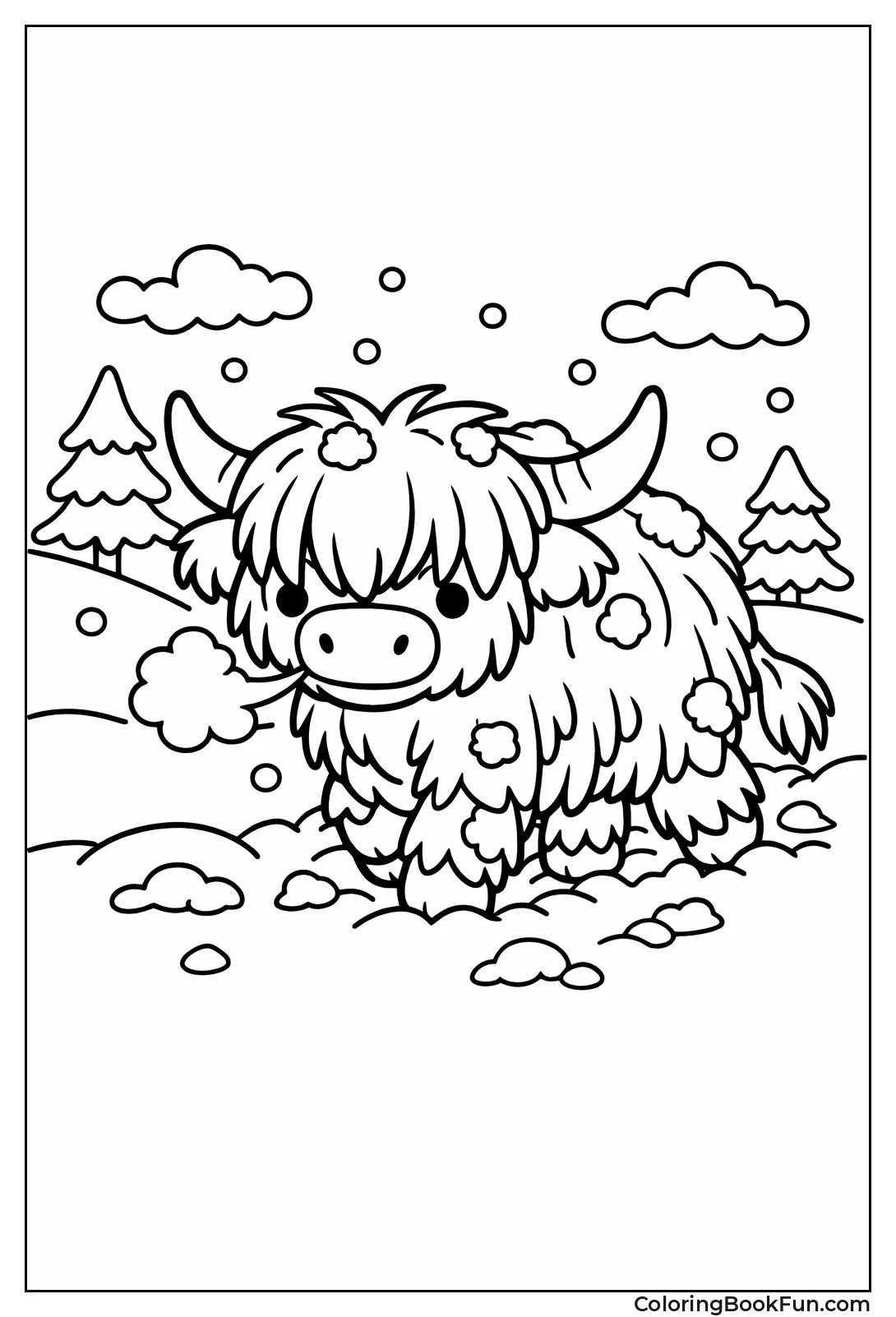 Shaggy Cow Trudging Snow