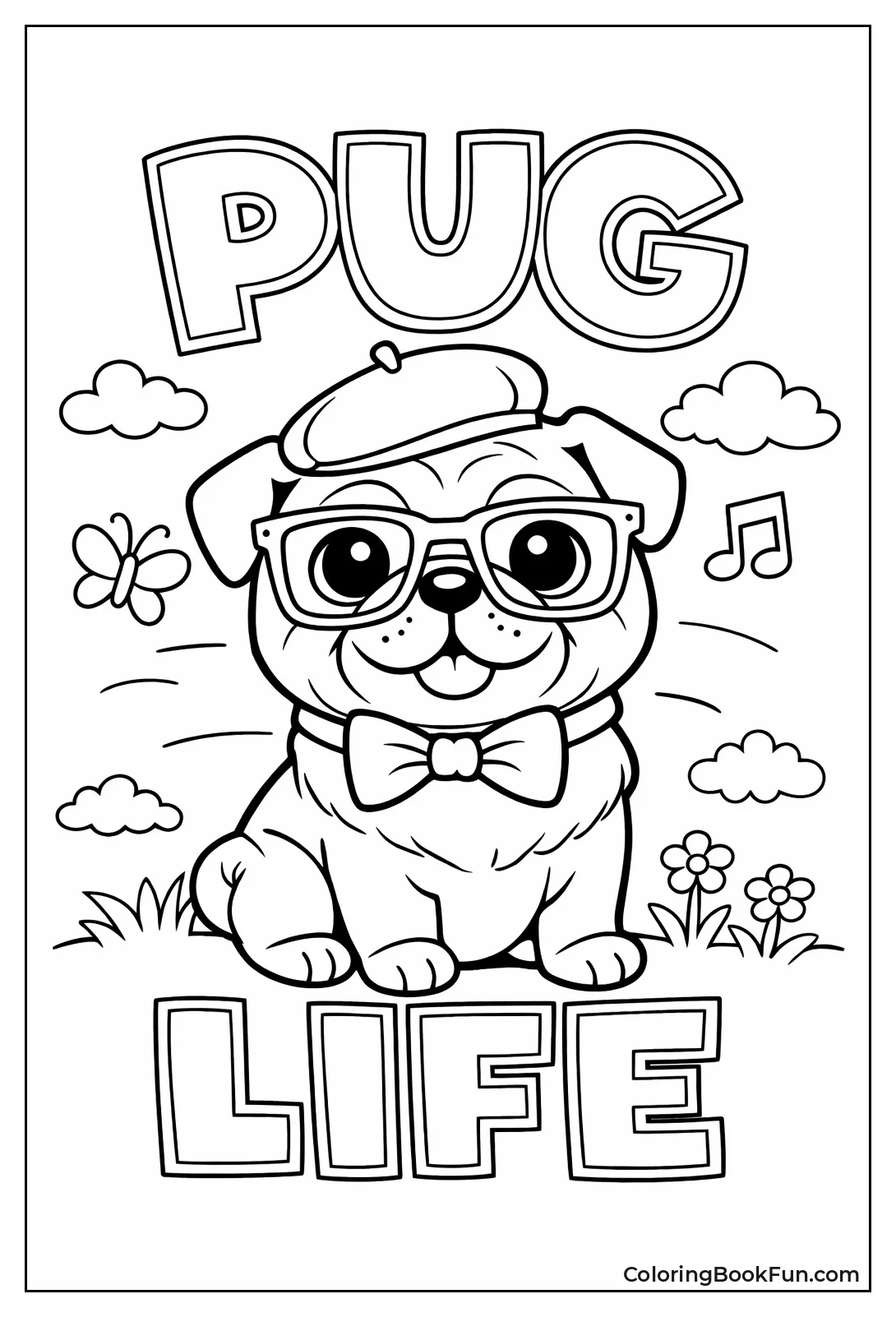 Hipster Pug in Glasses