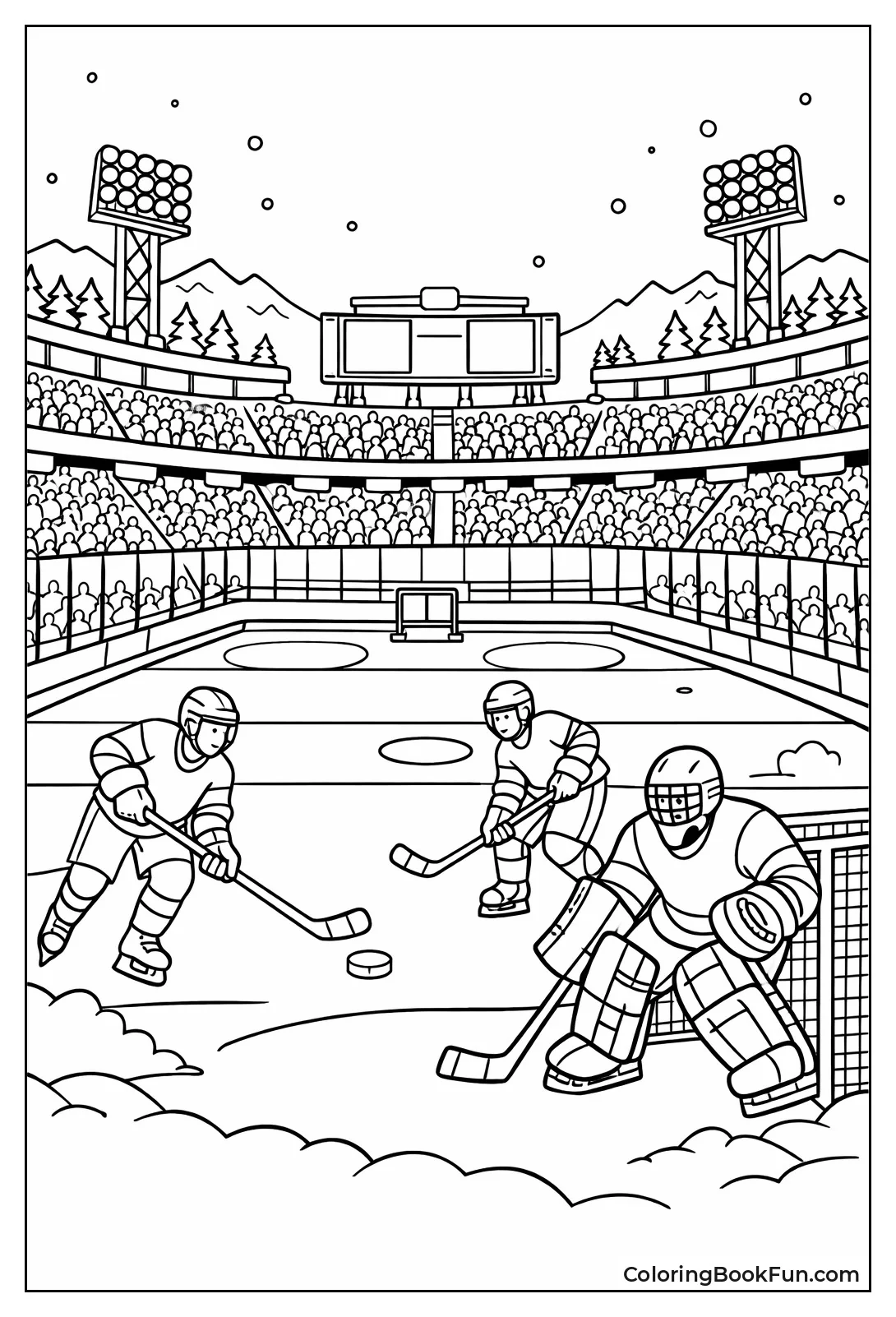 Snowy Stadium Hockey Game