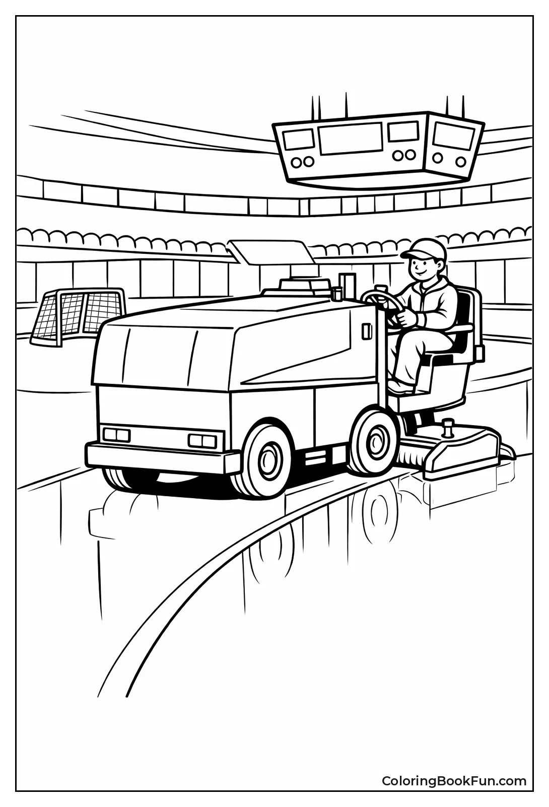 Zamboni Smooths Fresh Ice