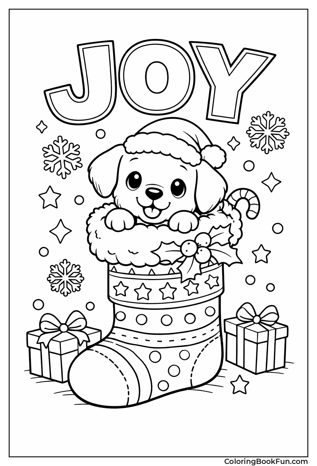 Puppy Peeking from Christmas Stocking