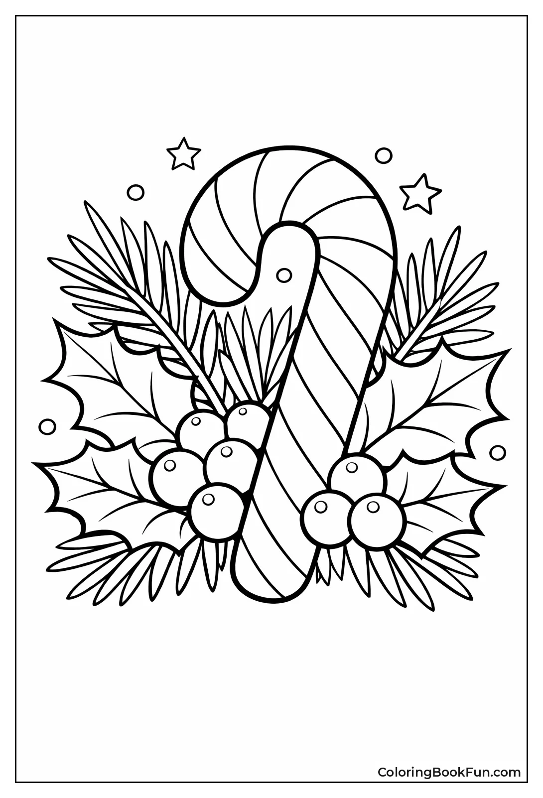 Candy Cane with Holly Berries