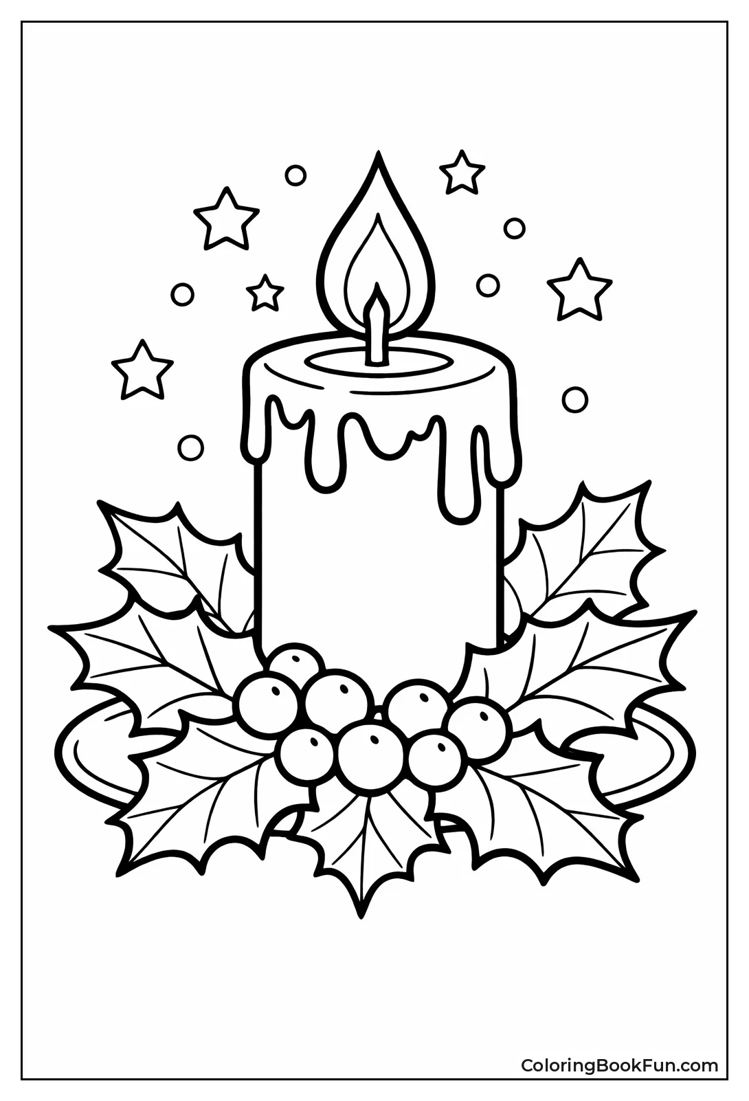Candle with Holly and Berries