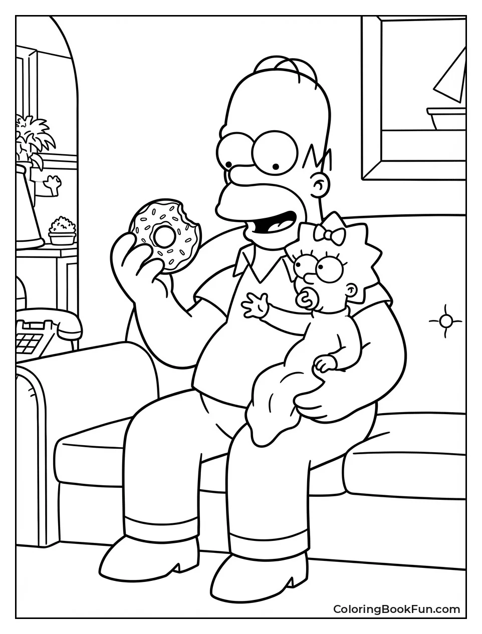 Homer Shares Donut with Maggie