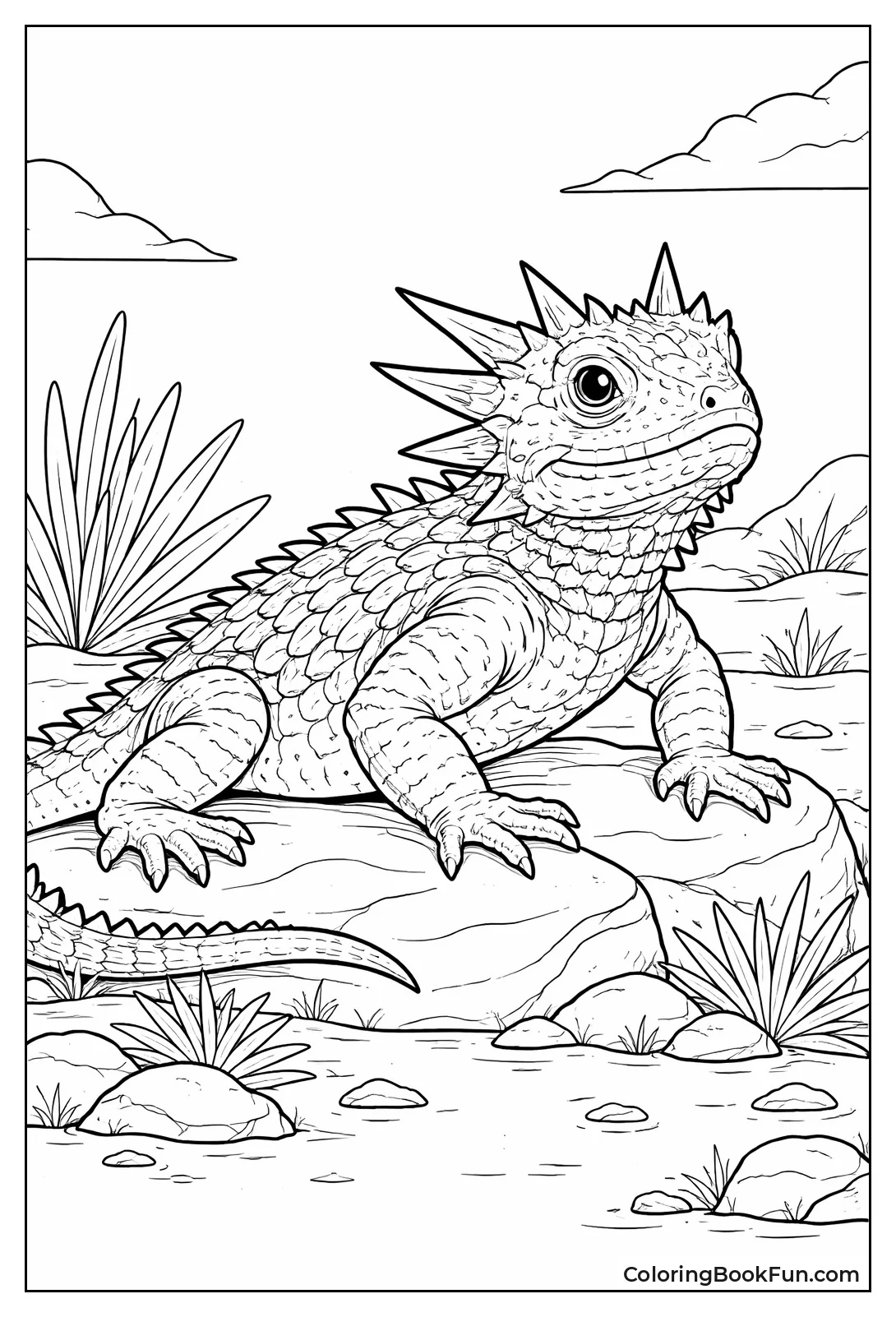 Horned Lizard Sits Alert