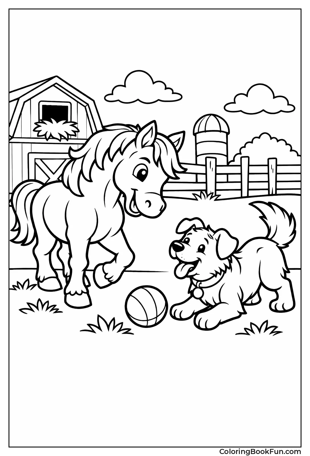 Horse and Farm Dog