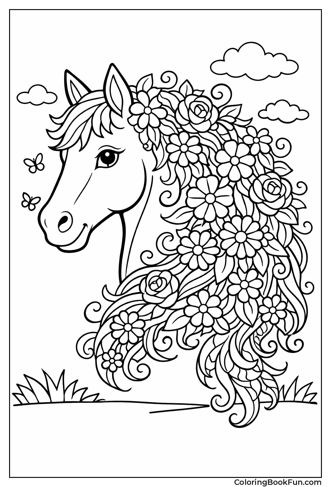 Floral Mane Horse