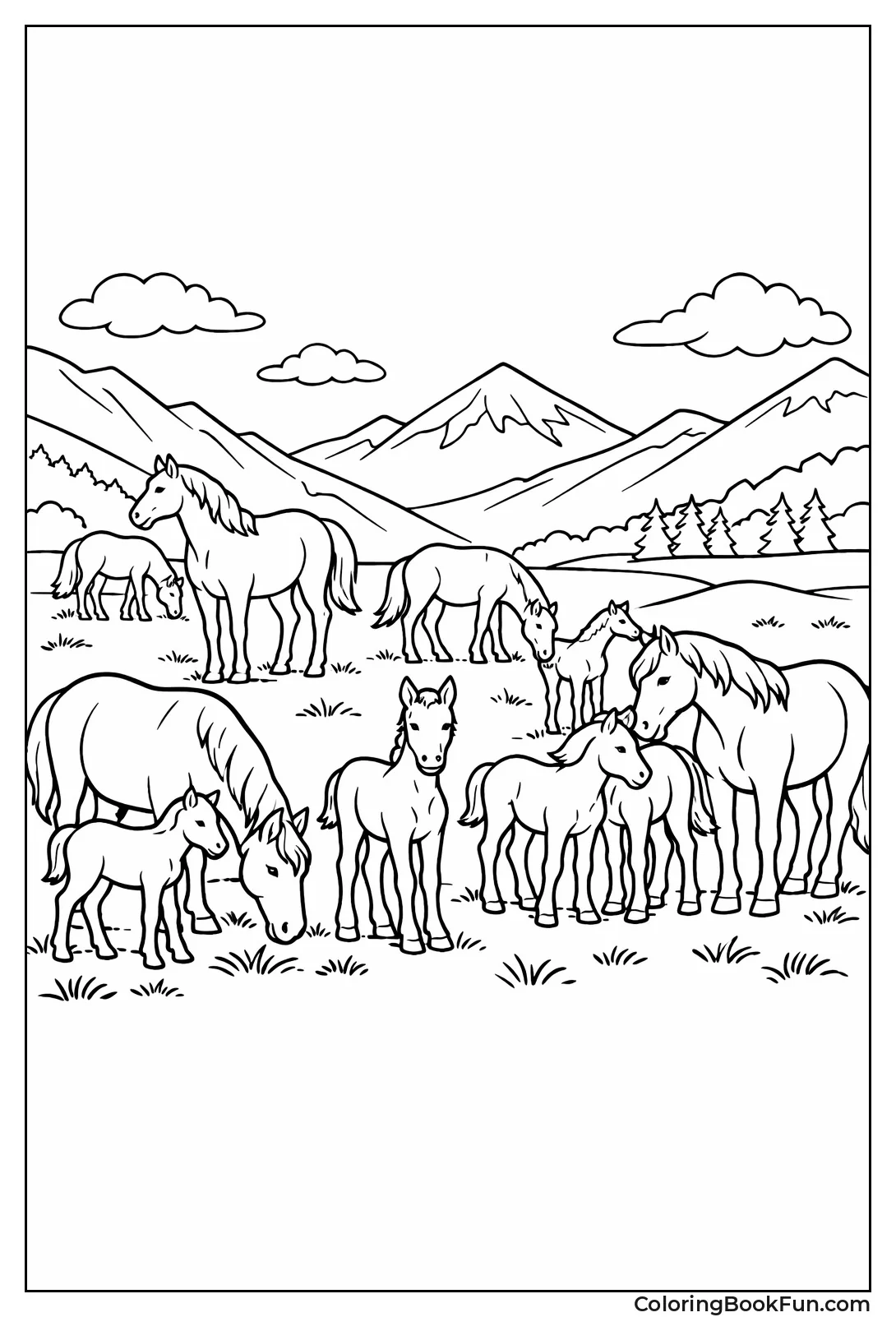 Grazing Horse Herd