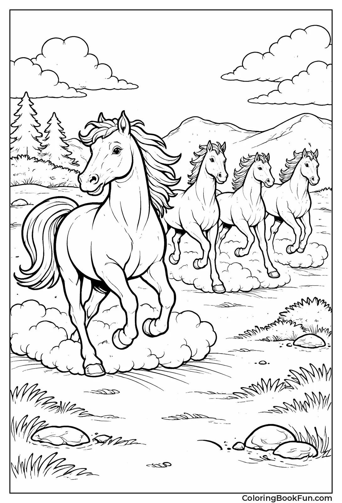 Galloping Wild Mustangs