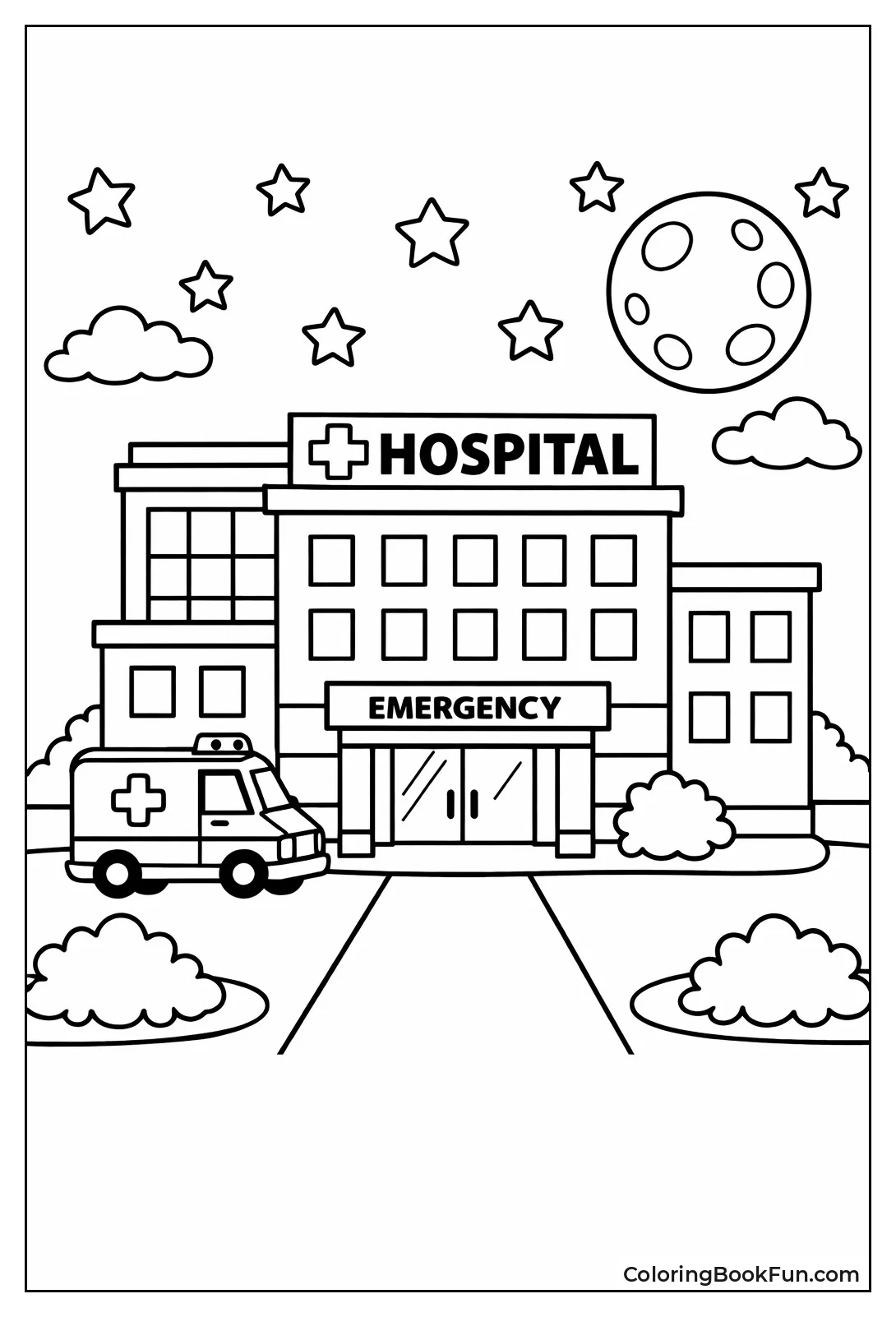 Hospital Glowing at Night