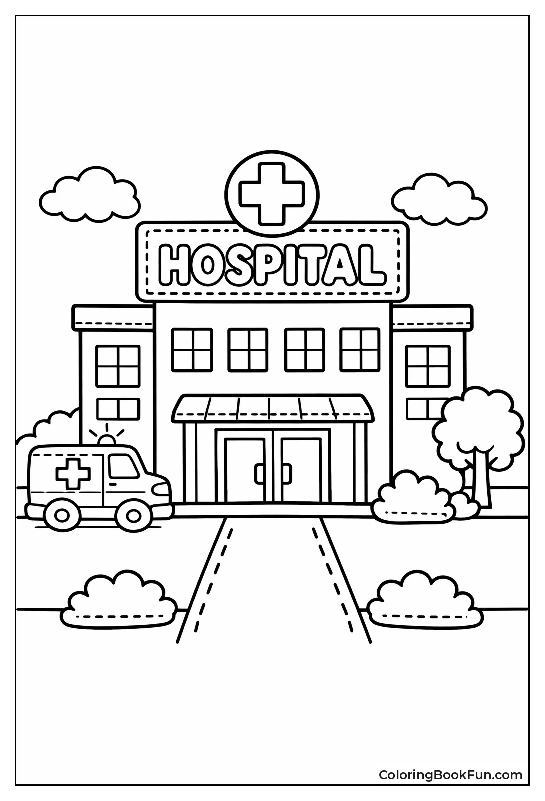 Hospital Building Front Outline