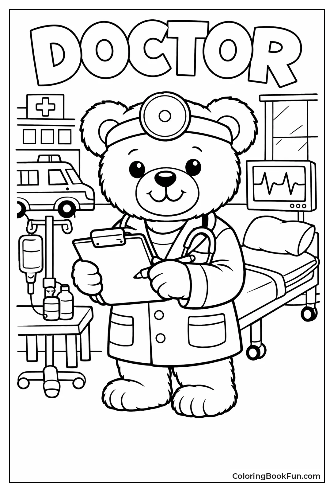 Doctor Bear Holding Clipboard