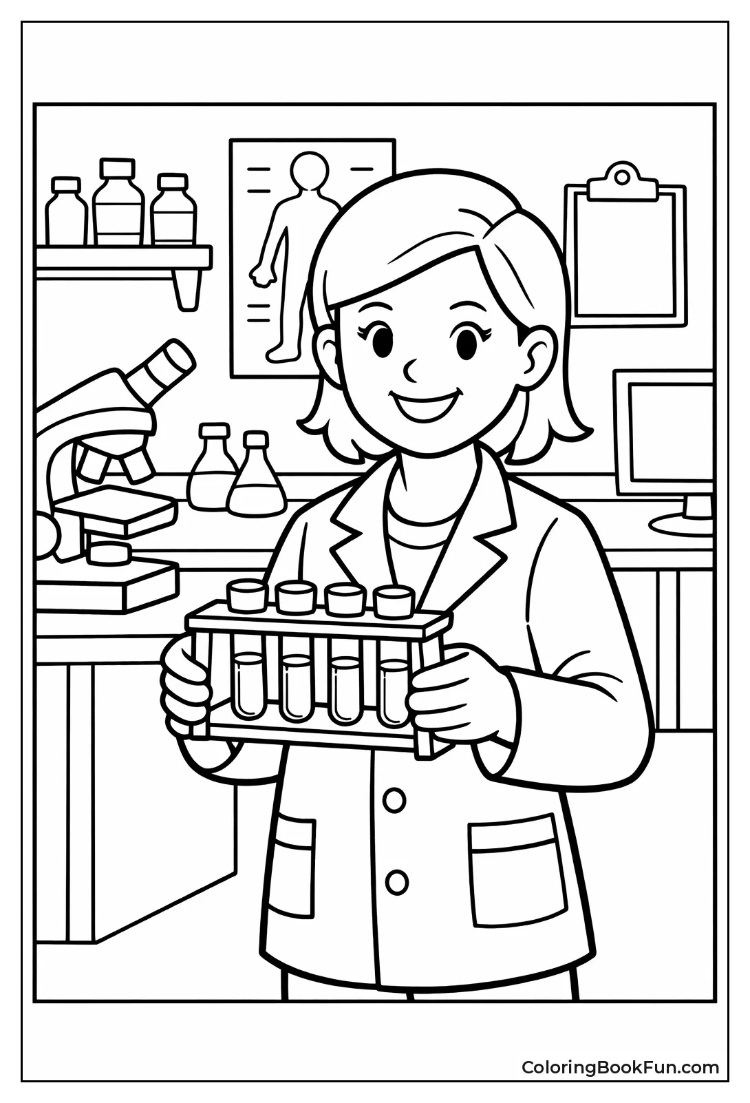 Technician with Colorful Test Tubes