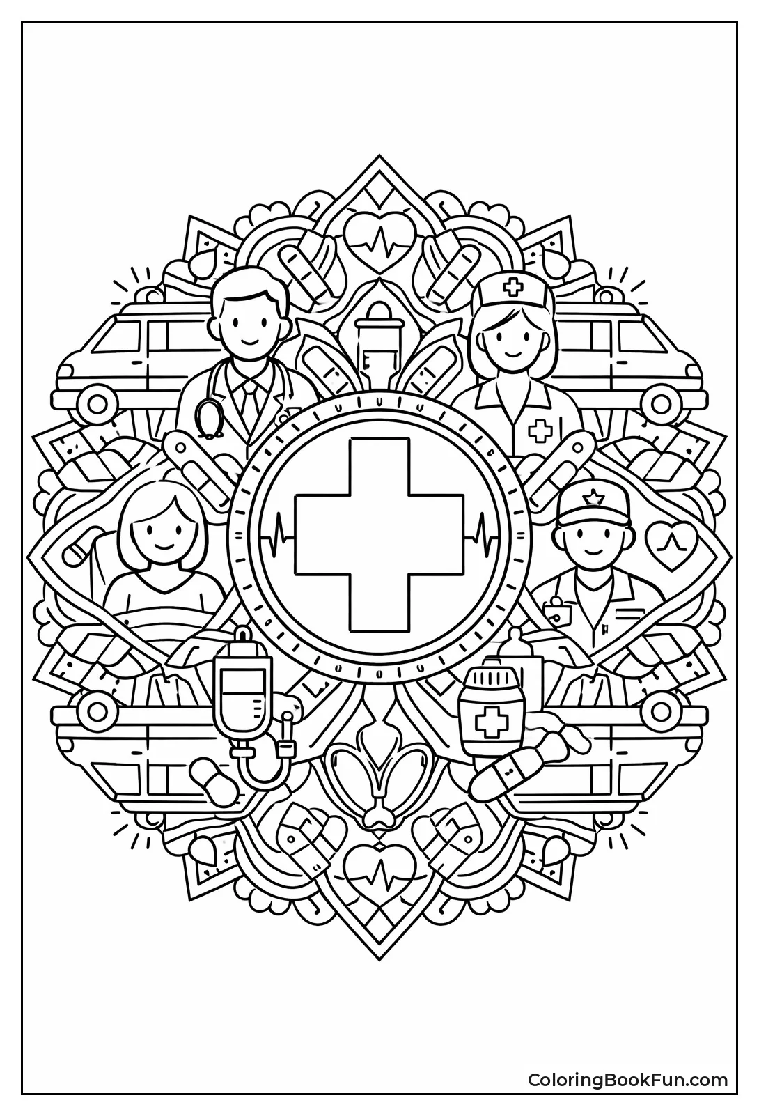 Medical Cross Mandala Design