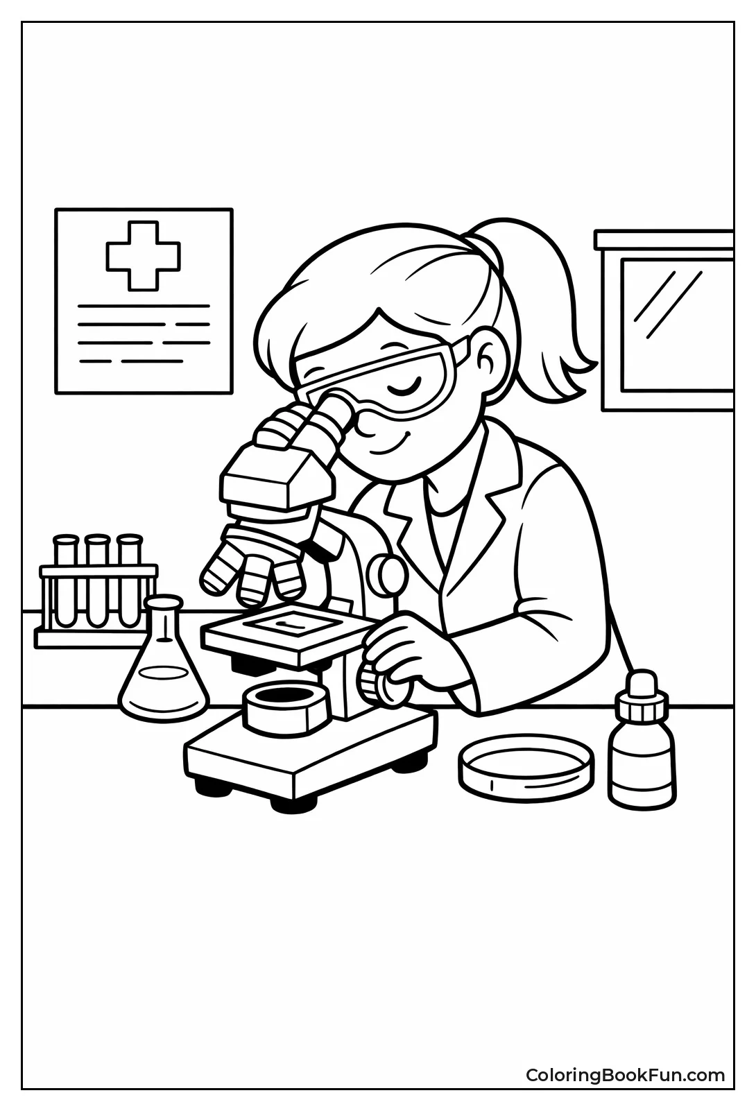 Scientist Peering through Microscope