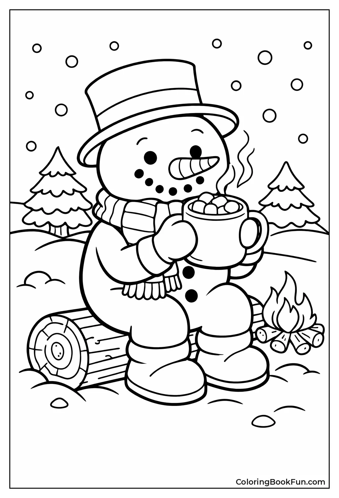 Snowman Sipping Hot Cocoa