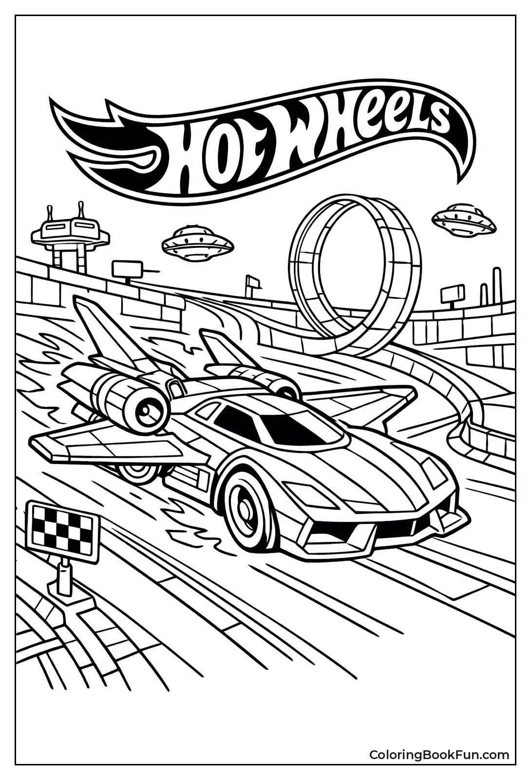 Jet Car Flies Neon Track