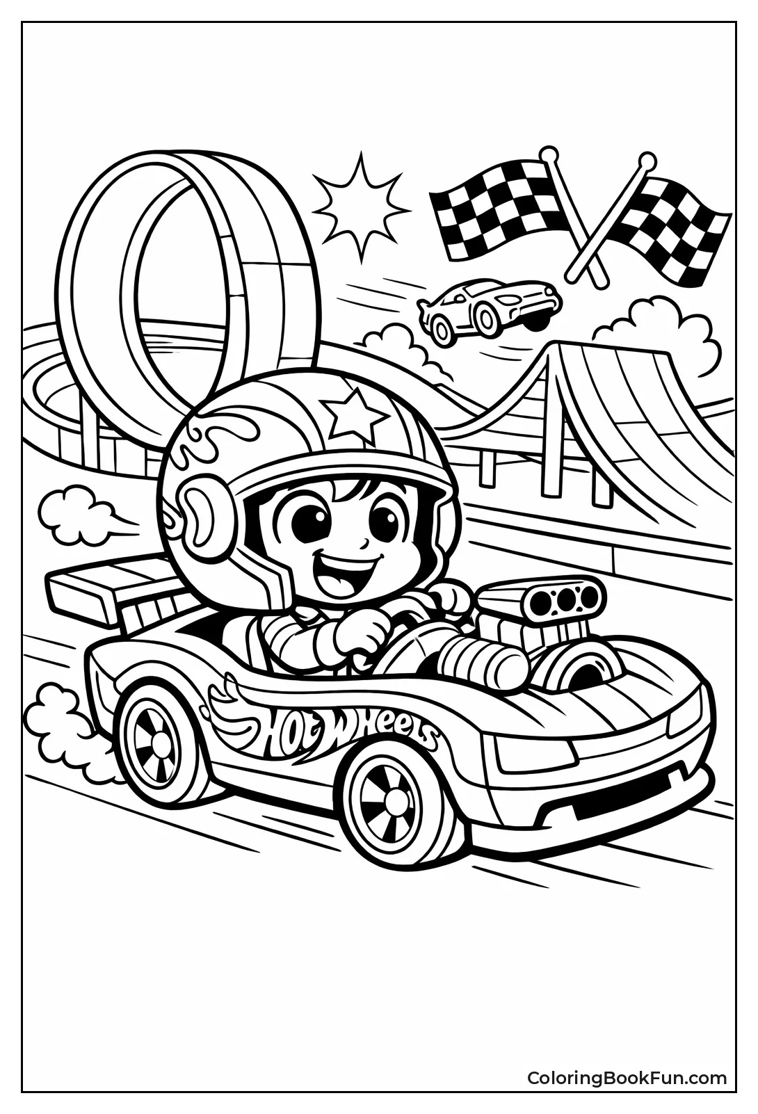 Kid Drives Racing Car Track