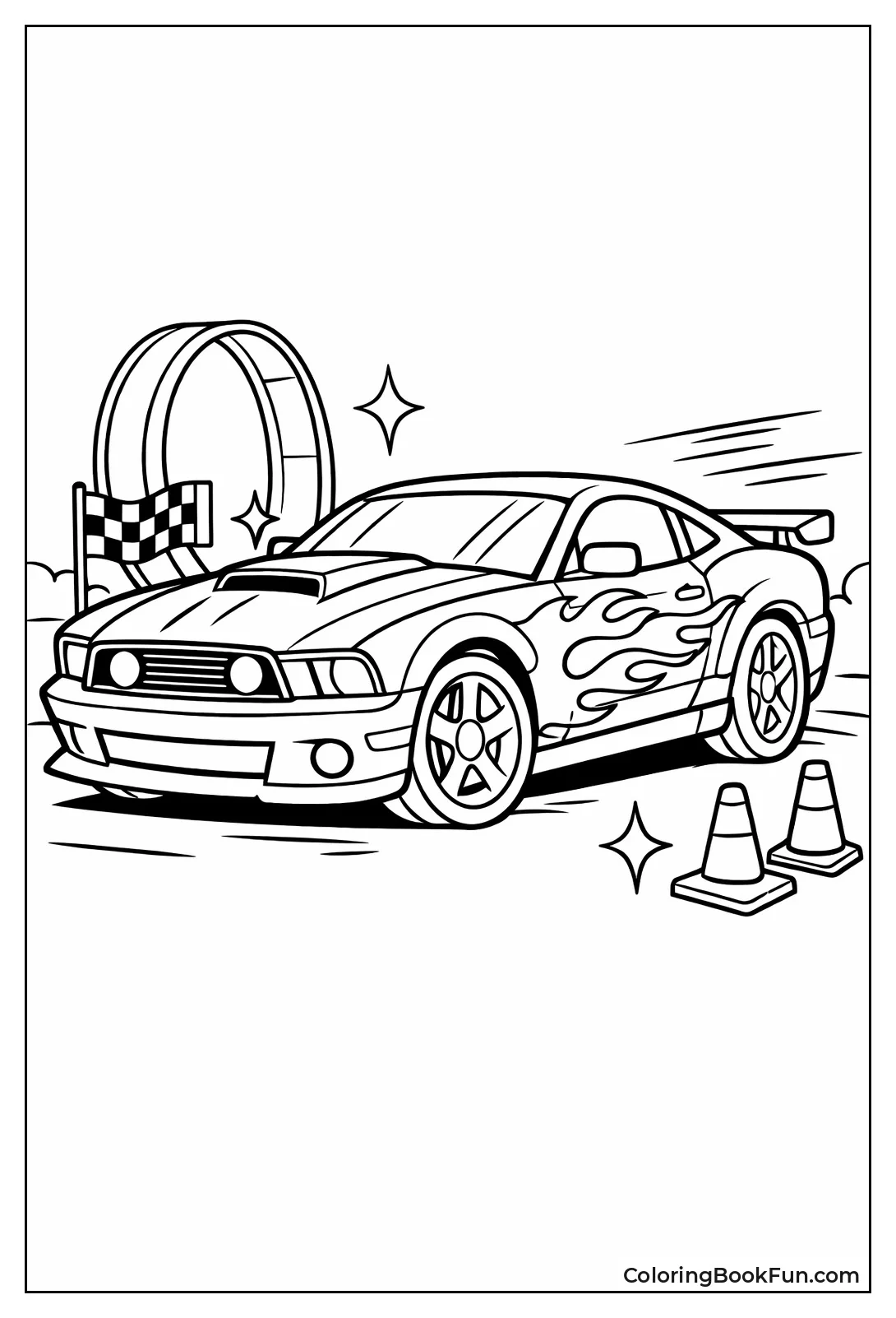 Muscle Car Bursts Side Flames