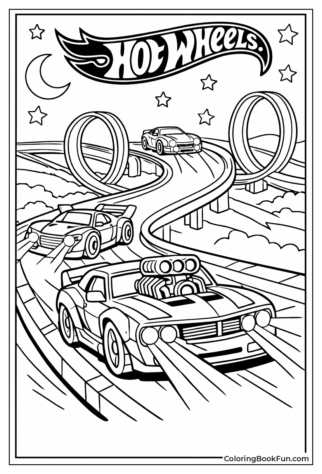 Cars Race Glowing Night Track