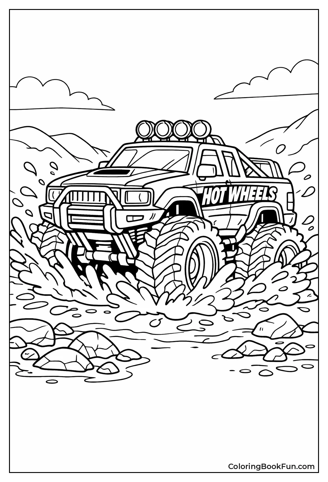 Truck Splashes Muddy Off-Road Path