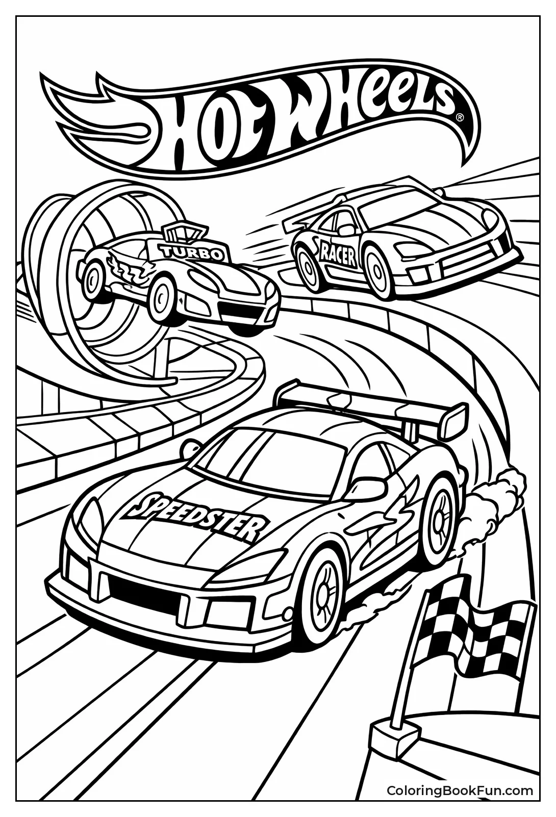 Race Cars Speed Down Track