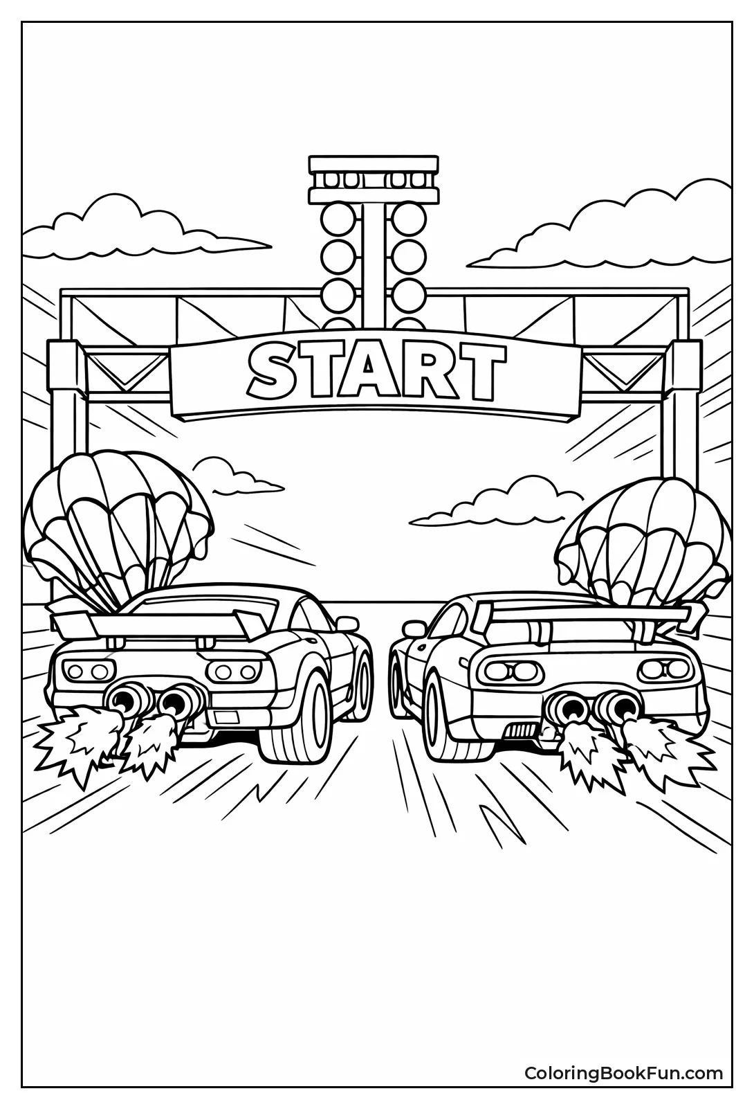 Cars Accelerate Rear Drag Race