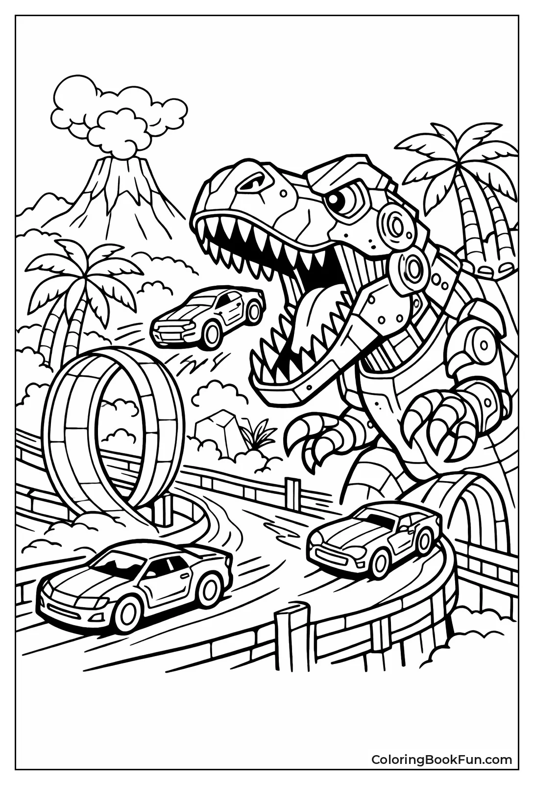 T-Rex Bites Speeding Cars