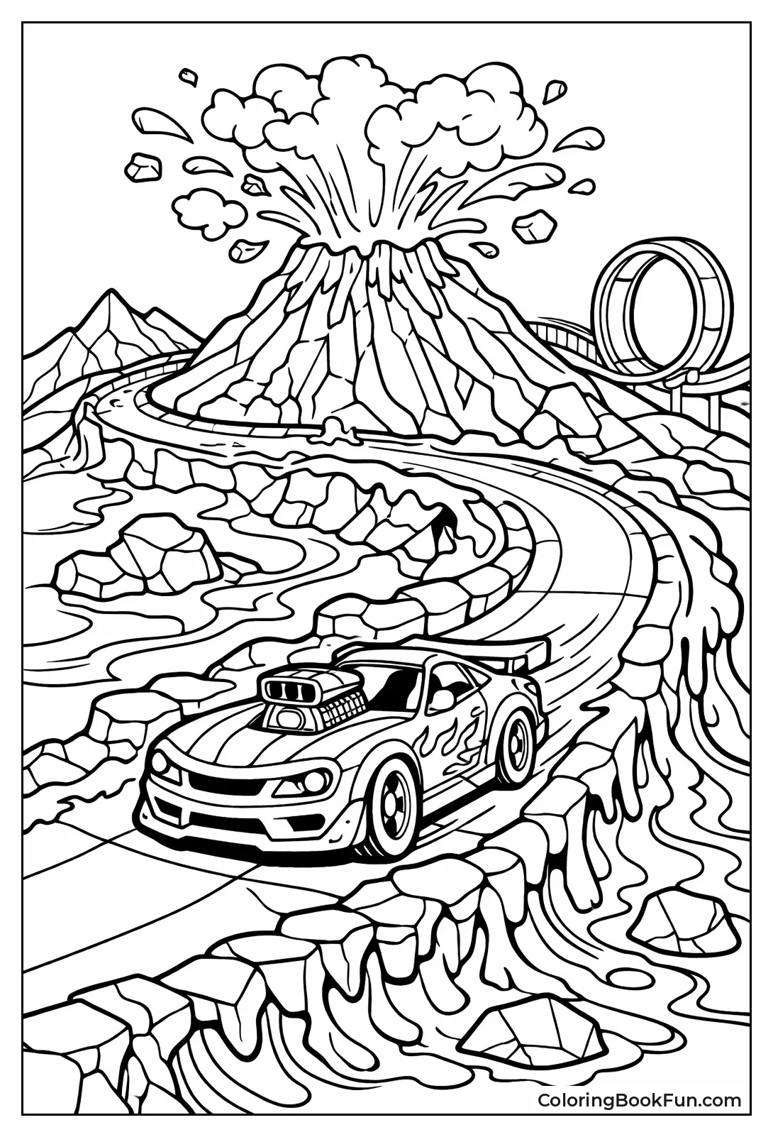 Car Speeds Down Lava Track