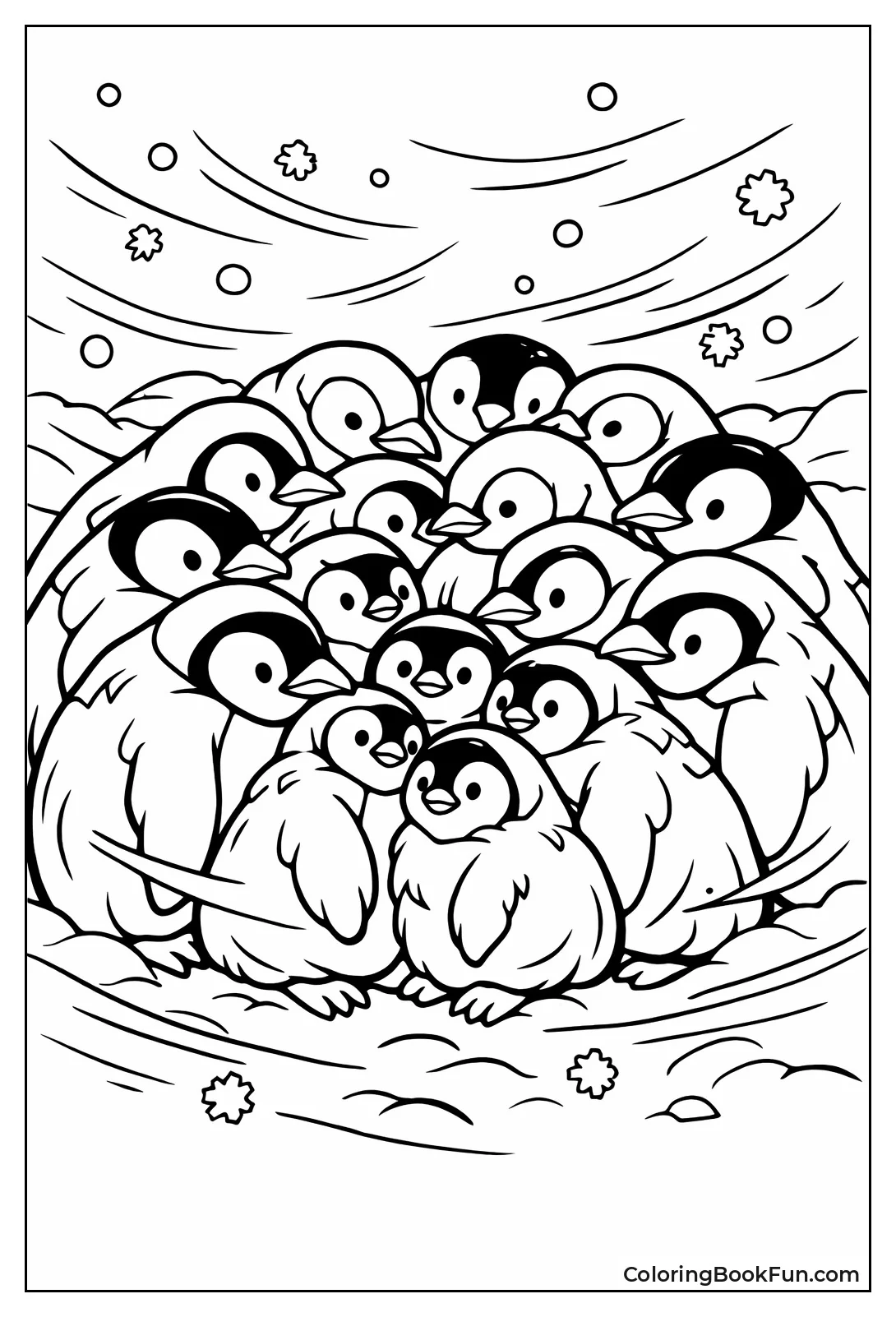 Penguins Huddling for Warmth
