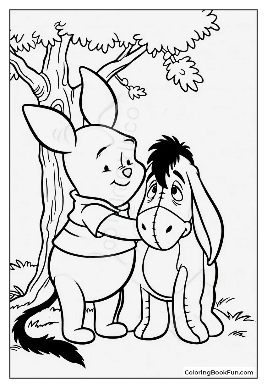 Piglet Hugs Gloomy Eeyore