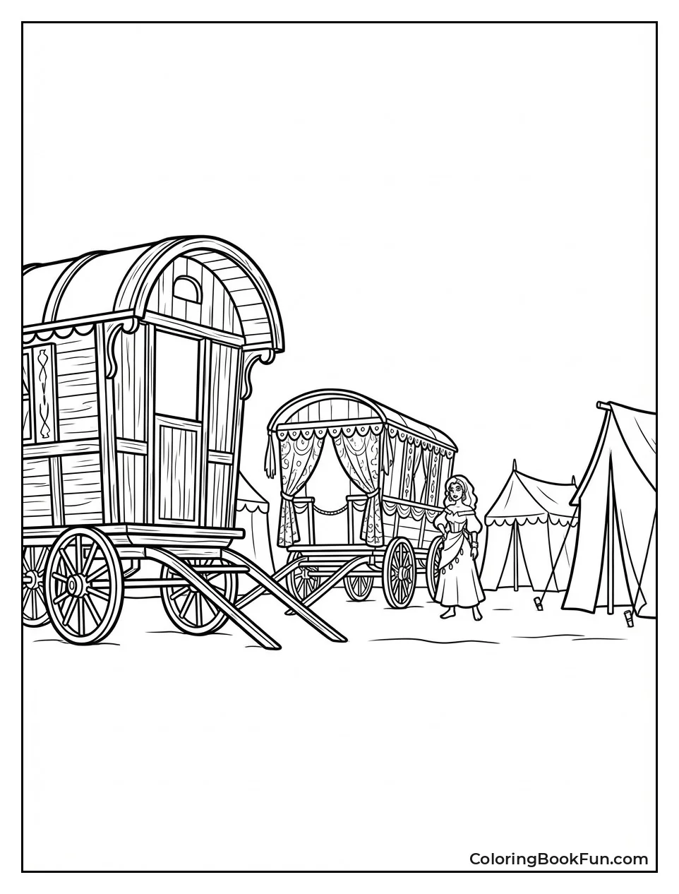 Gypsy Caravan with Colorful Wagons