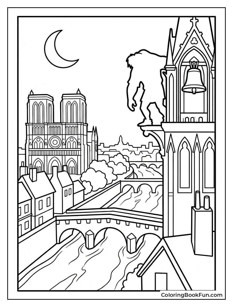 Paris Rooftops under Moonlight