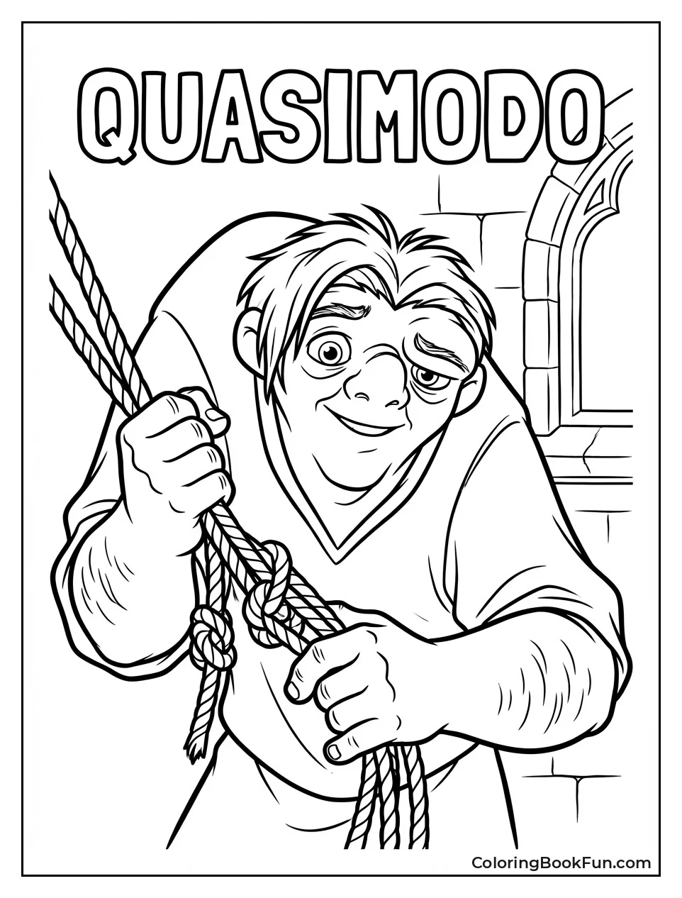 Quasimodo Smiling with Bell Ropes