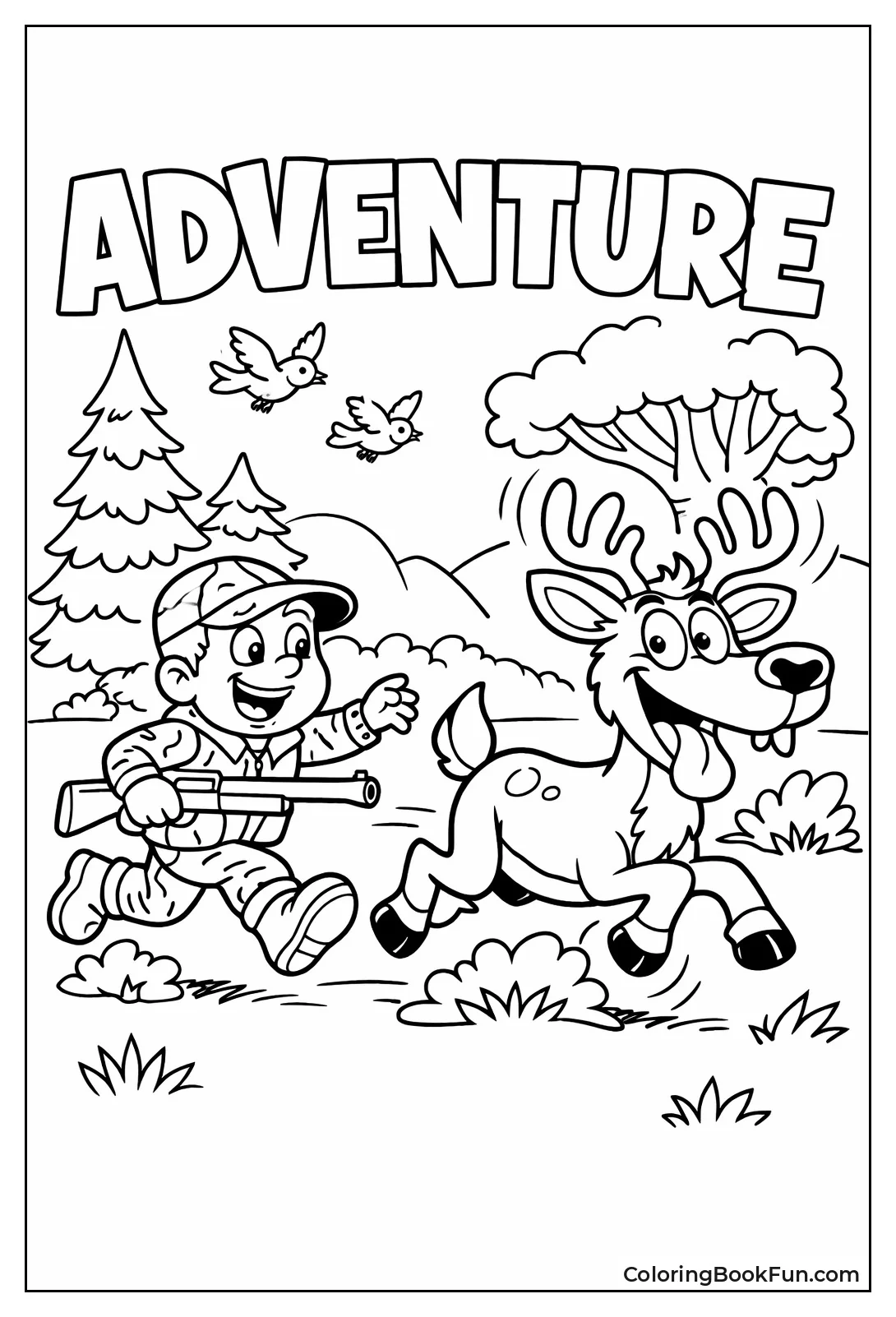 Hunter Chases Cartoon Deer